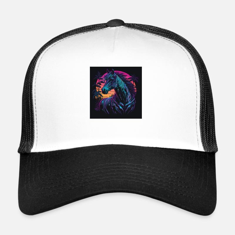 Cheval aux couleurs néon, synthwave / 80s Casquette trucker 