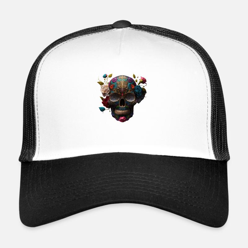Floral skull, nature takes back its rights Trucker Cap