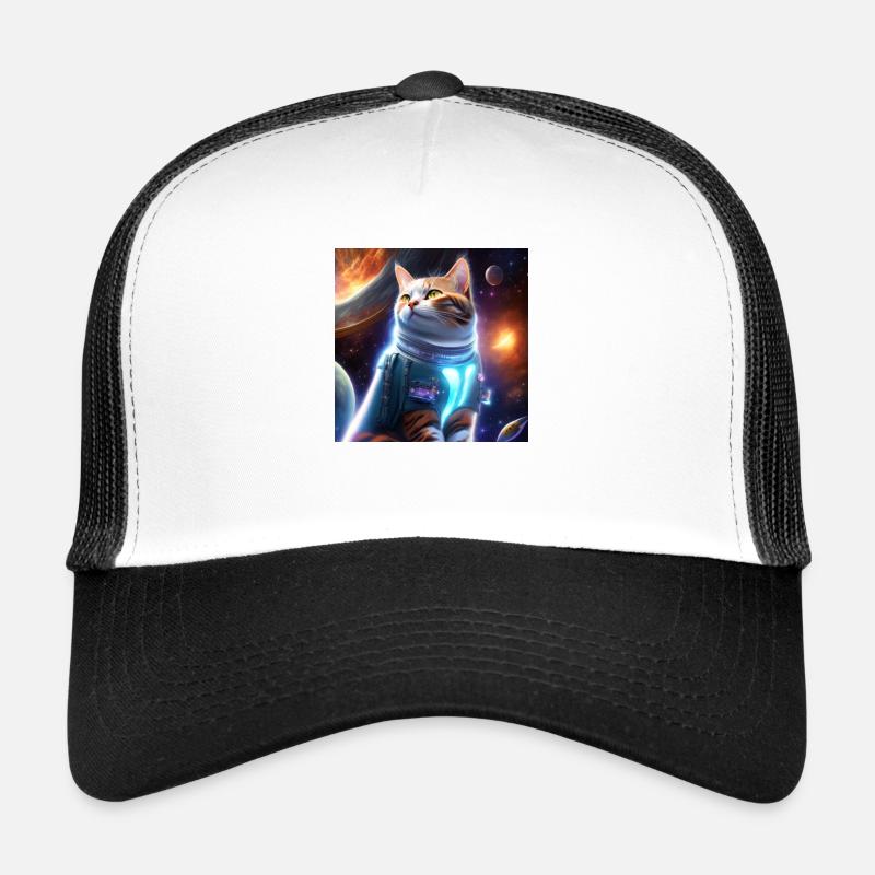 Katze - Trucker Cap - Weiß/Schwarz