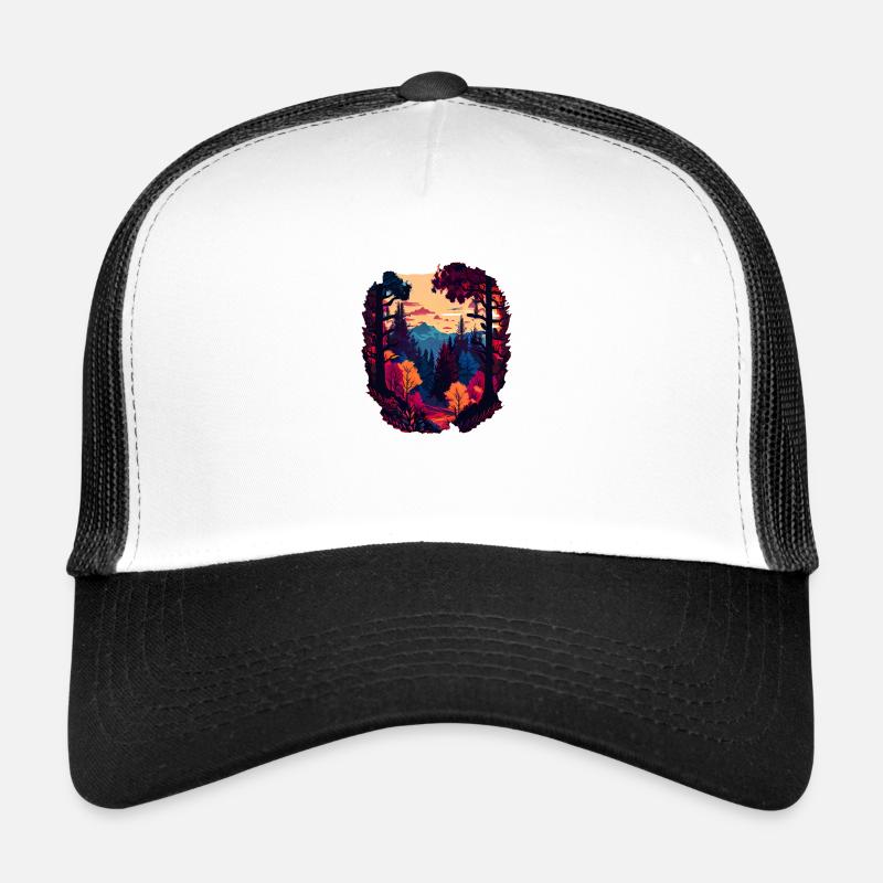 Bunter Wald - Trucker Cap - Weiß/Schwarz