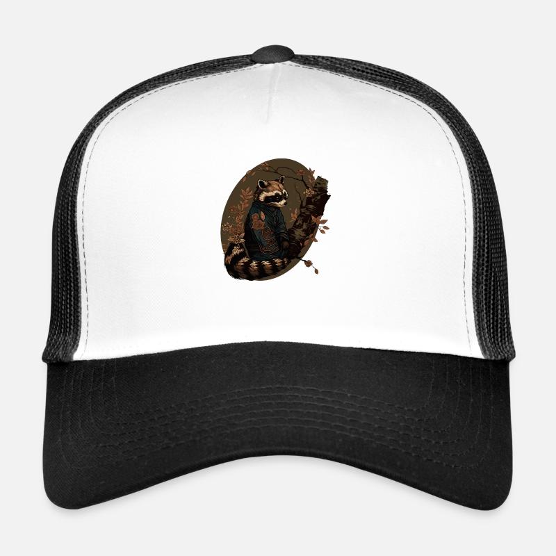 baka racoon 7 - Casquette trucker  - blanc/noir