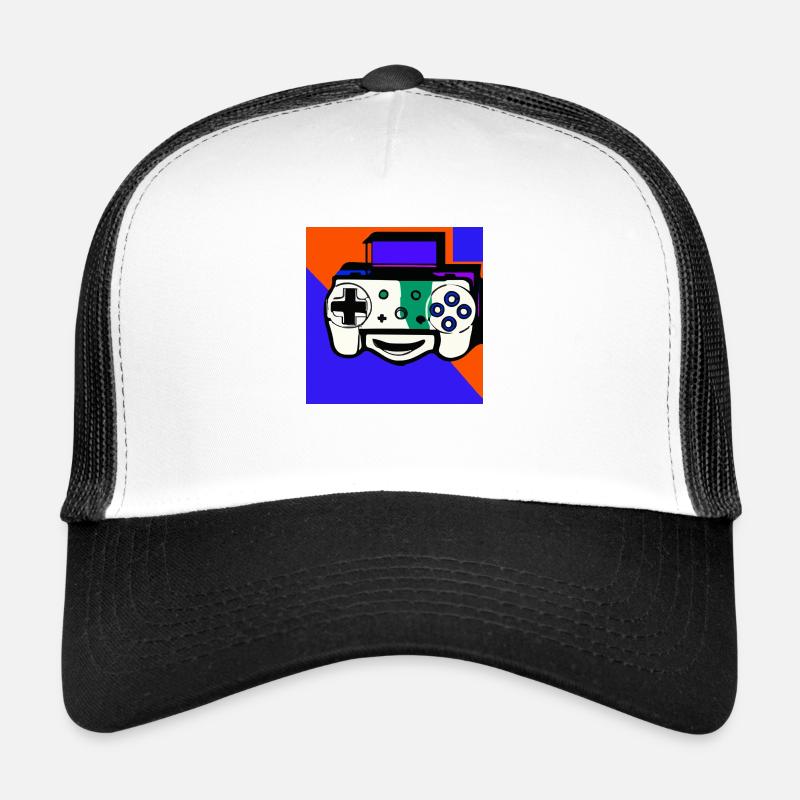 a PS-5 smiling illustroke 3 - Trucker Cap - white/black