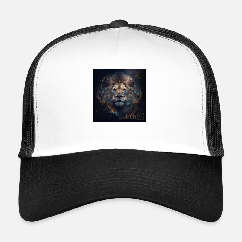 T-Shirt Sternzeichen Löwe schwarz gestreift Trucker Cap