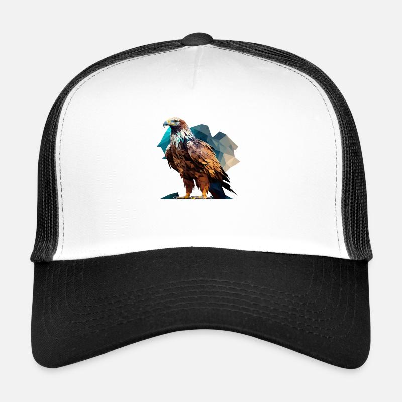 Majestätischer Polygon-Adler – Greifvogel - Trucker Cap - Weiß/Schwarz