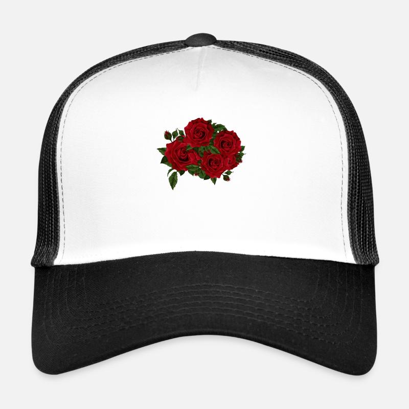 Rote Aquarellblumen Trucker Cap