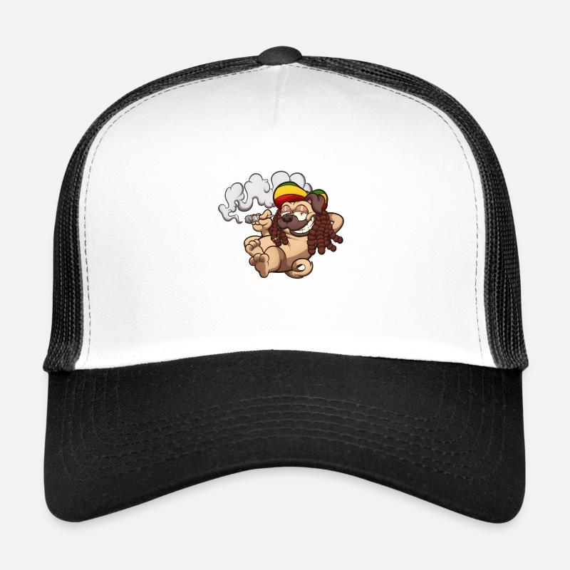 Rasta Pug Smoking A Joint Trucker Cap