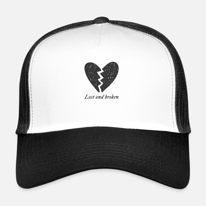 Lost and broken Gebrochenes Herz Zerbrochen - Trucker Cap - Weiß/Schwarz