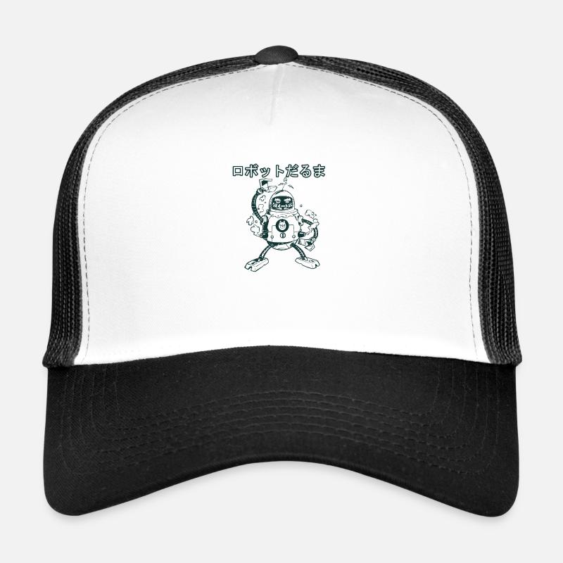 Daruma Robot (black and white) Trucker Cap