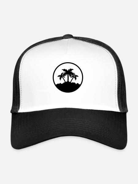 Palm Design - Trucker Cap - white/black - Front