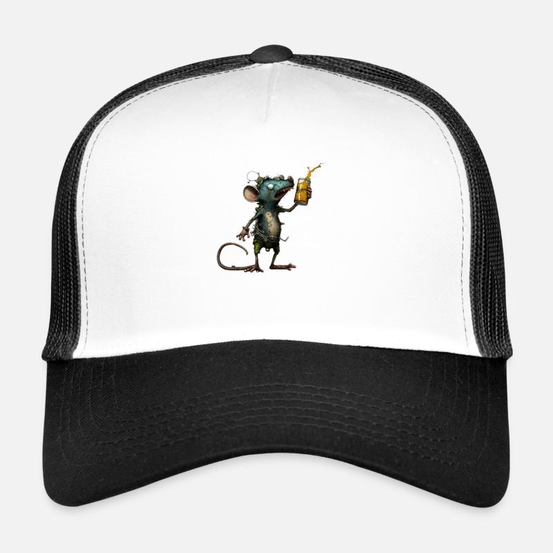Drôle, souris folle avec de la bière Casquette trucker 