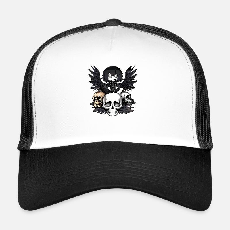 Corbeau assis sur un crâne Casquette trucker 