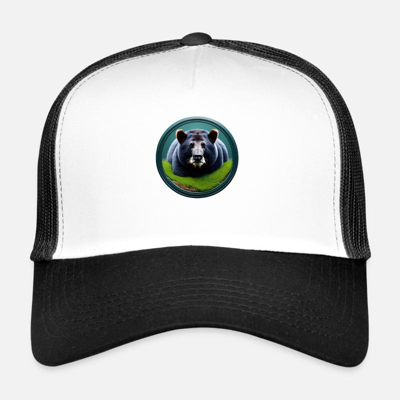 Ours brun dans la forêt - Casquette trucker  - blanc/noir