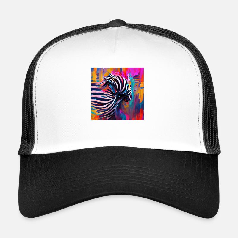 Abstract Rushing Zebra - Trucker Cap - white/black