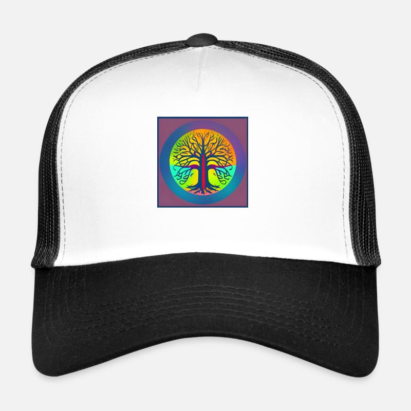 Auffälliger Baum des Lebens - Trucker Cap - Weiß/Schwarz
