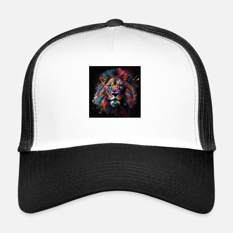 abstract lion grafitti colorful - Trucker Cap - Weiß/Schwarz