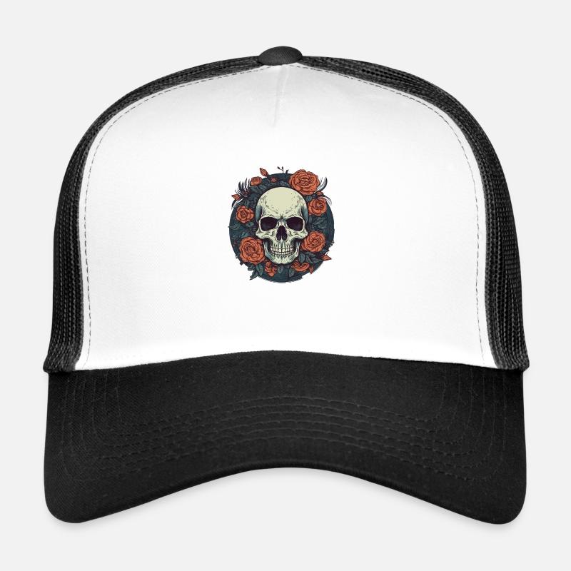Totenkopf und Rosen Trucker Cap