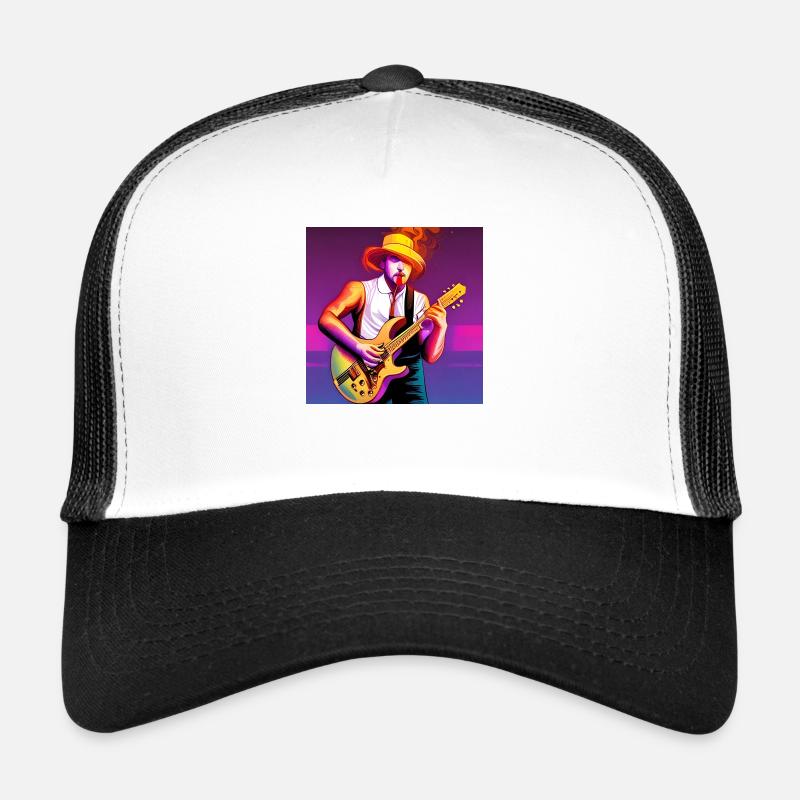 Guitariste en feu - Casquette trucker  - blanc/noir