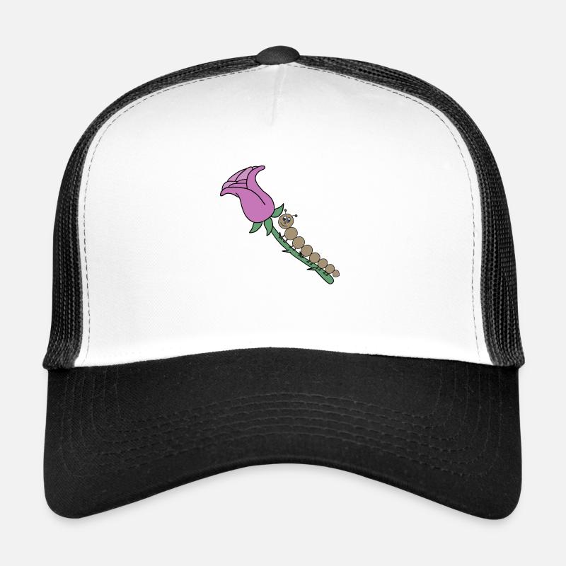 Rose avec chenille Casquette trucker 