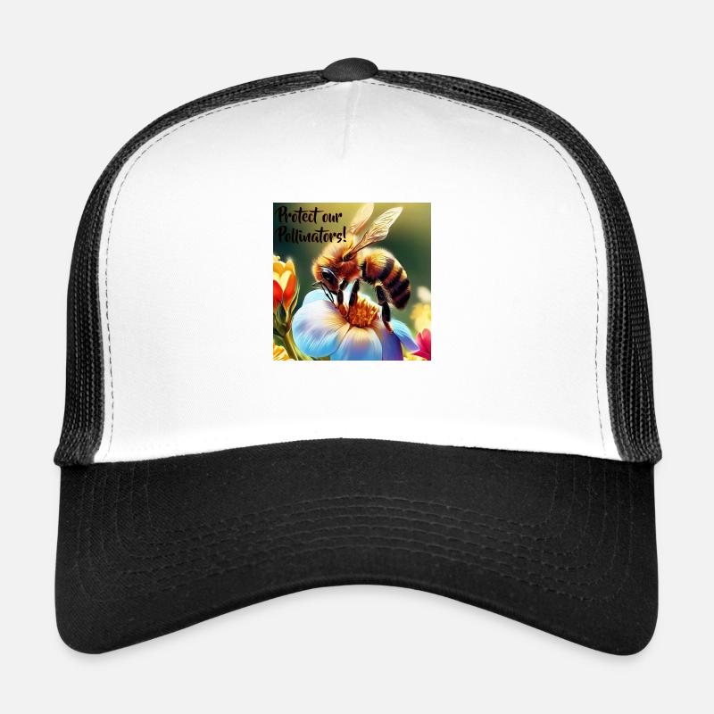 Bee on flower. Protect our bees sustainably! Trucker Cap