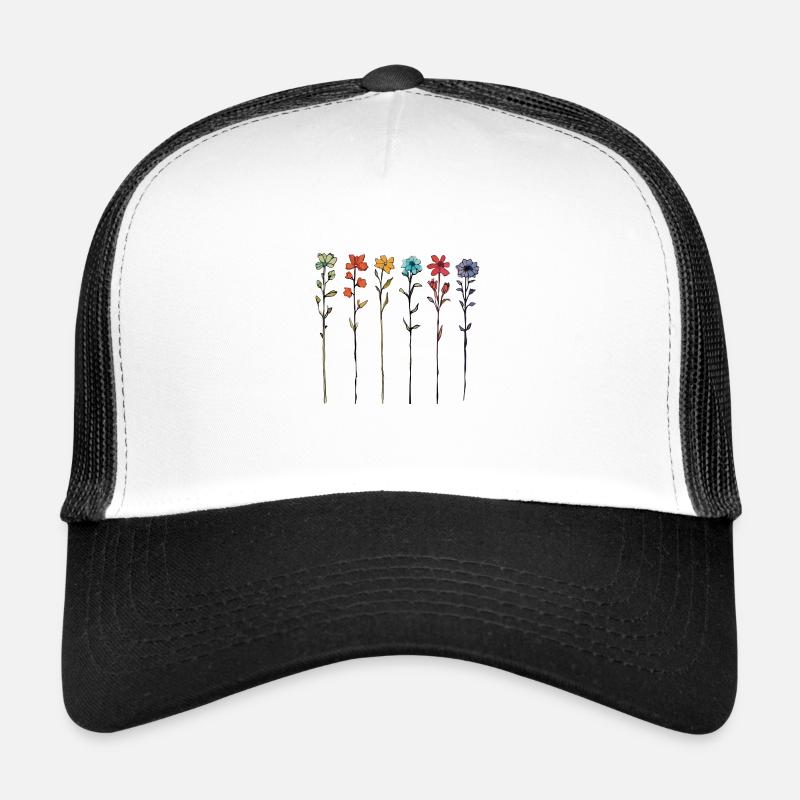 Serene lineare Blumenkunst Trucker Cap