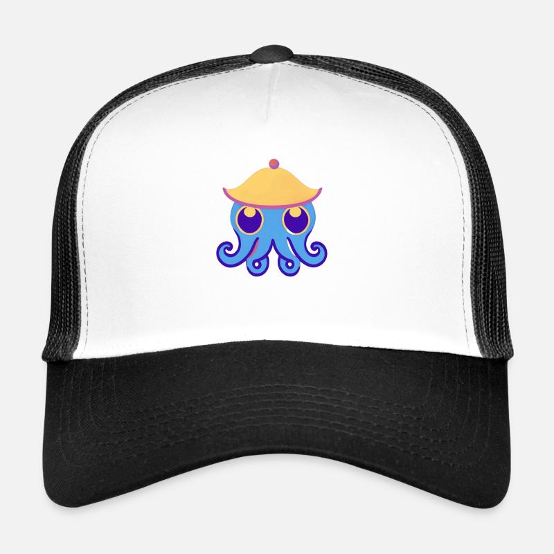 Niedlicher Oktopus - Trucker Cap - Weiß/Schwarz