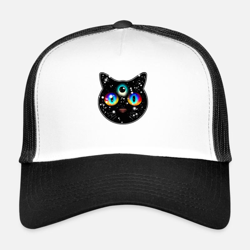Chat trippy avec des yeux de galaxie Casquette trucker 