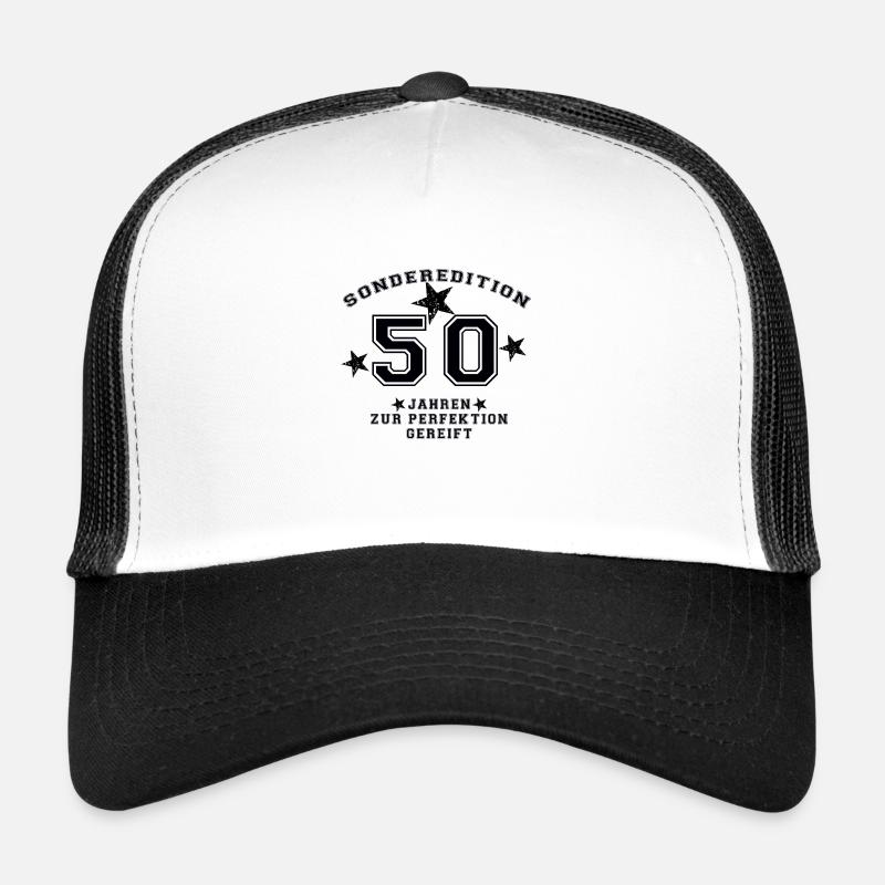 Sonderedition 50 Geburstag - Trucker Cap - Weiß/Schwarz
