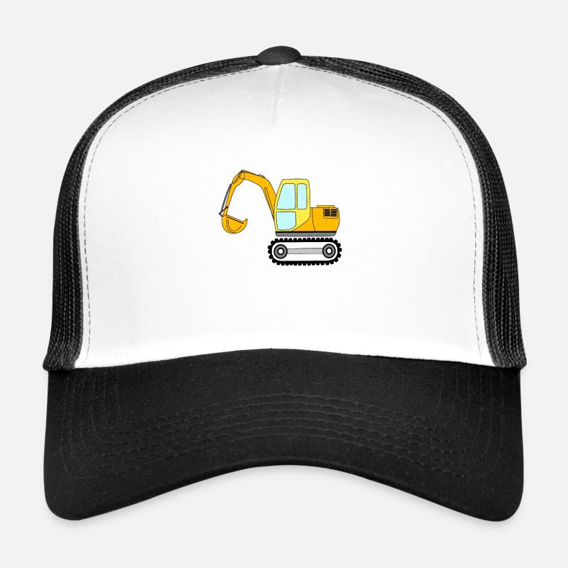yellow-orange excavator, construction site vehicle Trucker Cap