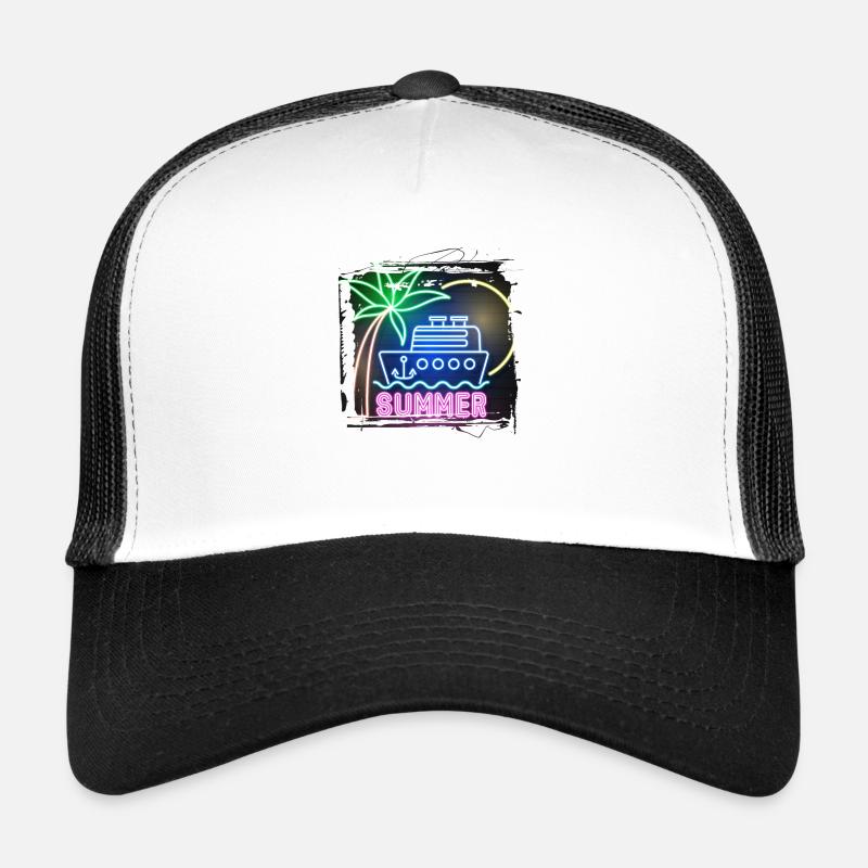été plage plage rétro mer néon lumière eng Casquette trucker 