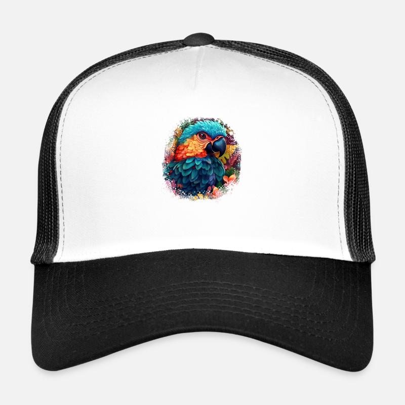 Bunter Papagei - Trucker Cap - Weiß/Schwarz