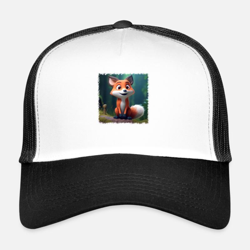 Renard mignon - Casquette trucker  - blanc/noir