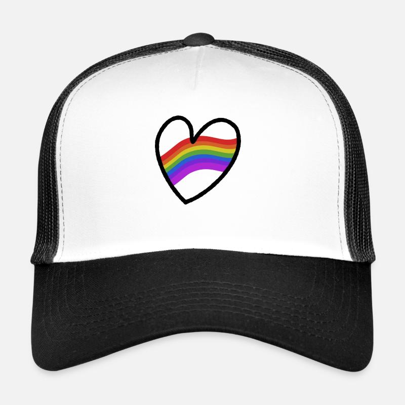 LGBTQ+ Heart Regenbogenfahne - Trucker Cap - Weiß/Schwarz