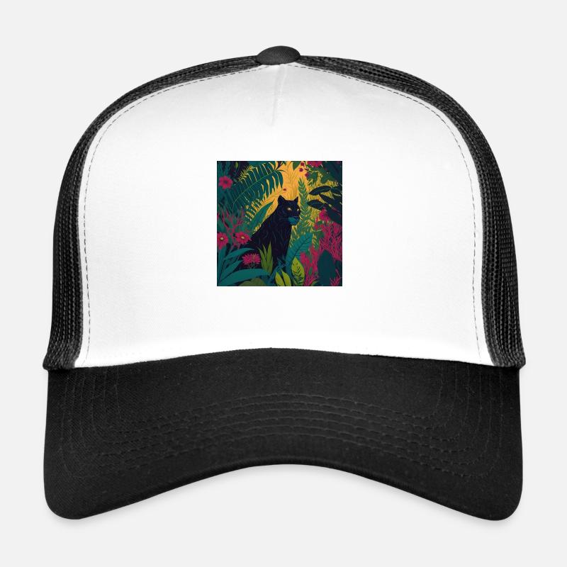 Schwarzer Panther Jungle - Trucker Cap - Weiß/Schwarz