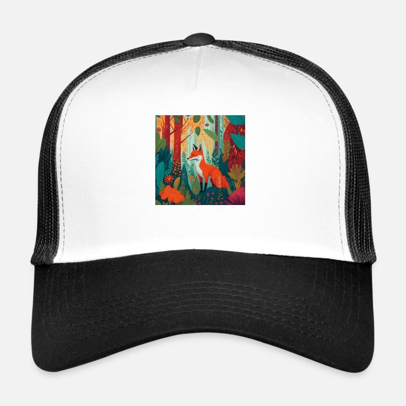 Fuchs im Wald - Trucker Cap - Weiß/Schwarz