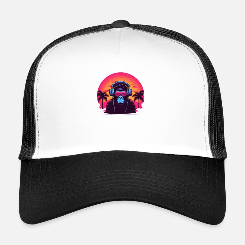 Synthwave DJ Ape Trucker Cap