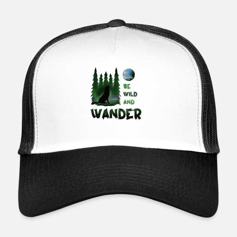 Be wild and wander Wolf - Trucker Cap - white/black