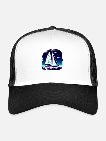 sailor sailing ship sailing sport sailboat - Trucker Cap - white/black - Front