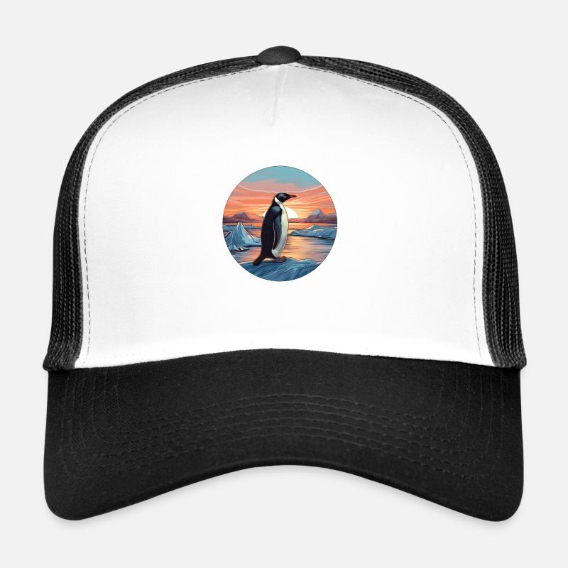 Coucher de soleil pingouin Casquette trucker 