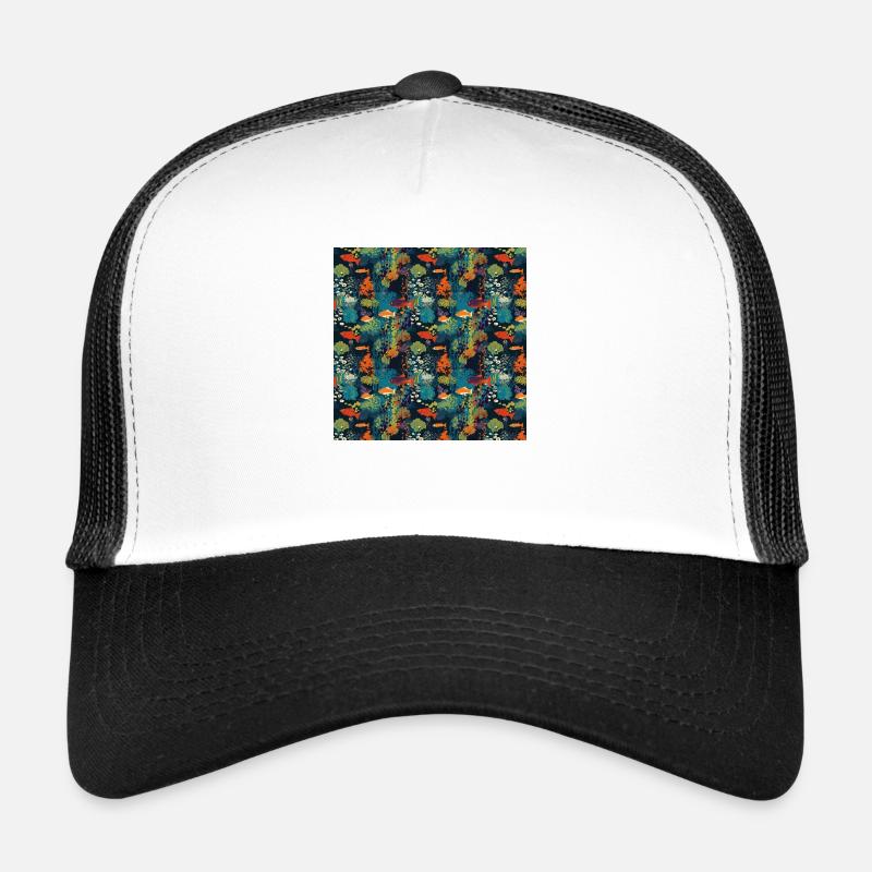 Aquatic Seamless Pattern Sealife Ocean Underwater Trucker Cap
