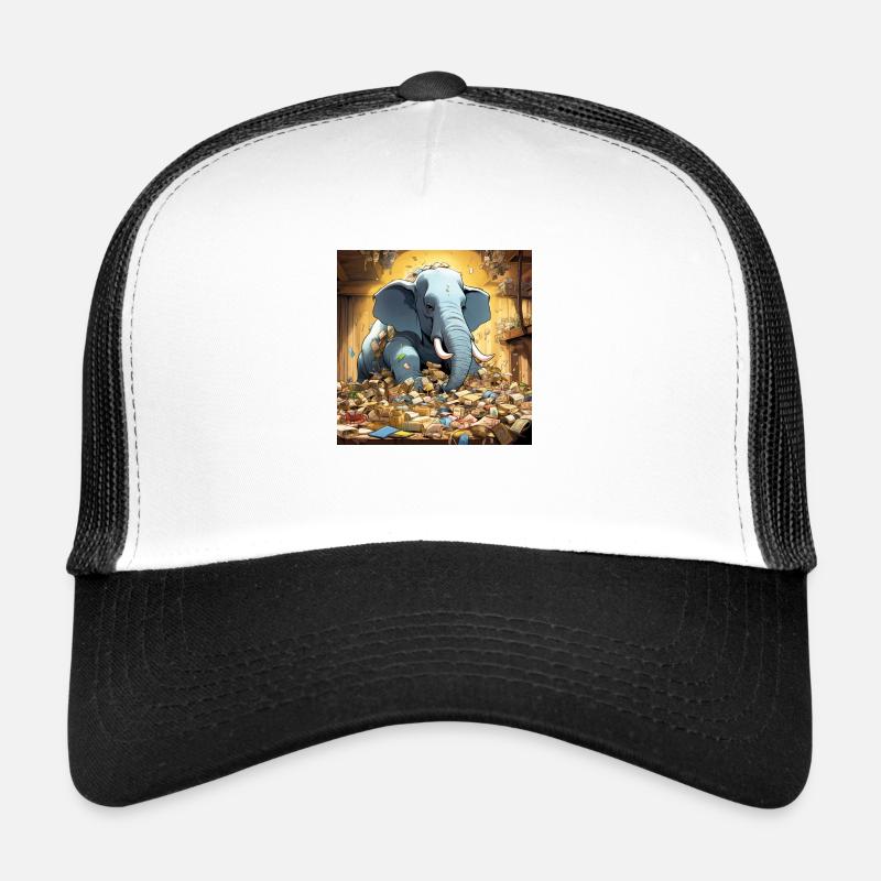 Comic style Elephant - Trucker Cap - Weiß/Schwarz