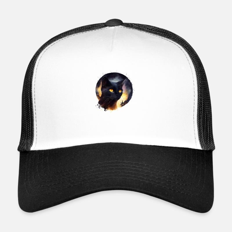 Black cat - Trucker Cap - white/black