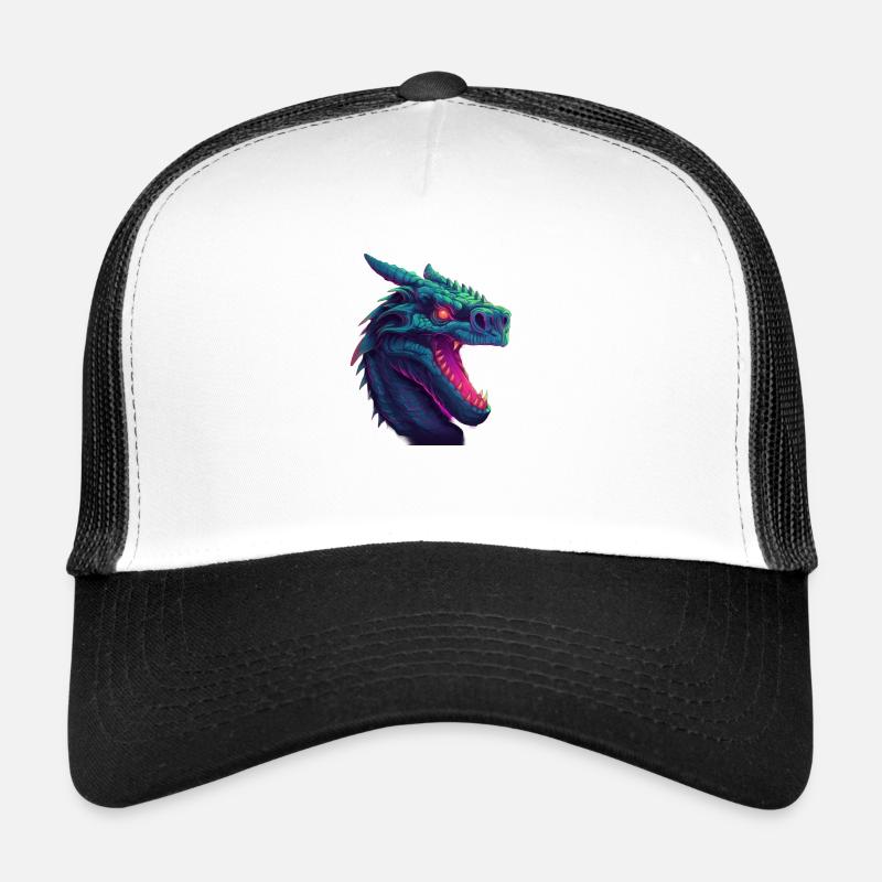 Dragonwave A Synthwave Dragon s Adventure - Casquette trucker - blanc/noir