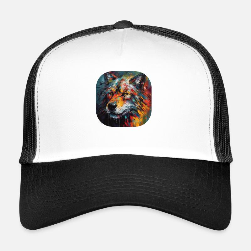 Thick brush water colour wolf magic Trucker Cap