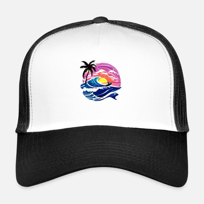 surfer surfer surf surfer planche de surf - Casquette trucker  - blanc/noir