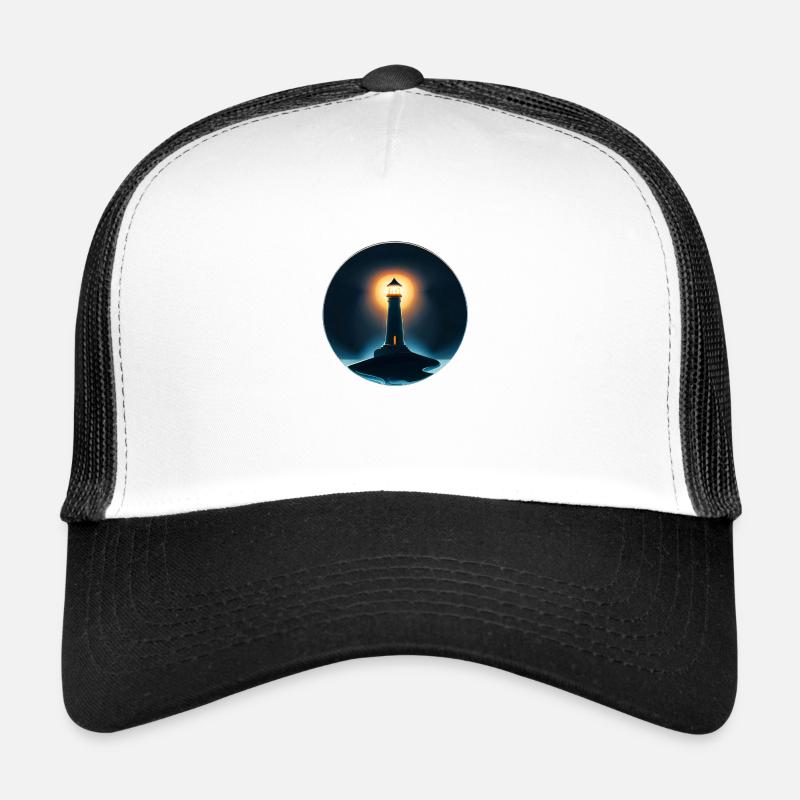 Lighthouse shining at night Trucker Cap