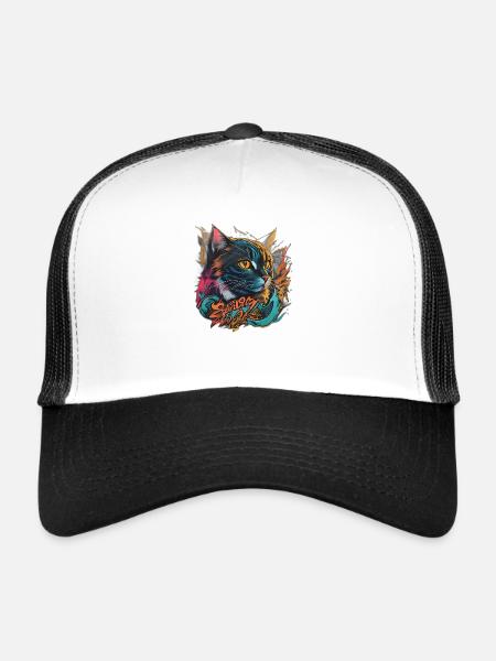 Beautiful Cat Design - Trucker Cap - white/black - Front