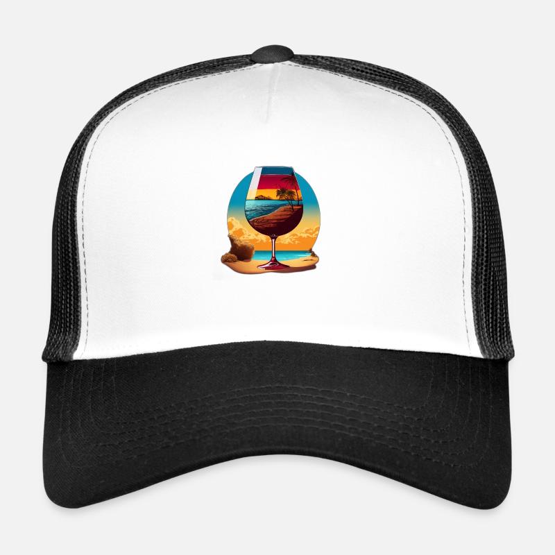 Vin rouge sur la plage Casquette trucker 