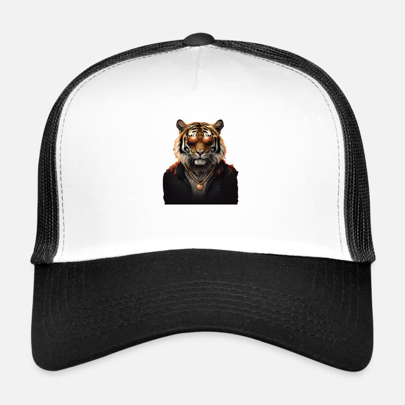 cooler Tiger mit Sonnenbrille und Halskette Trucker Cap