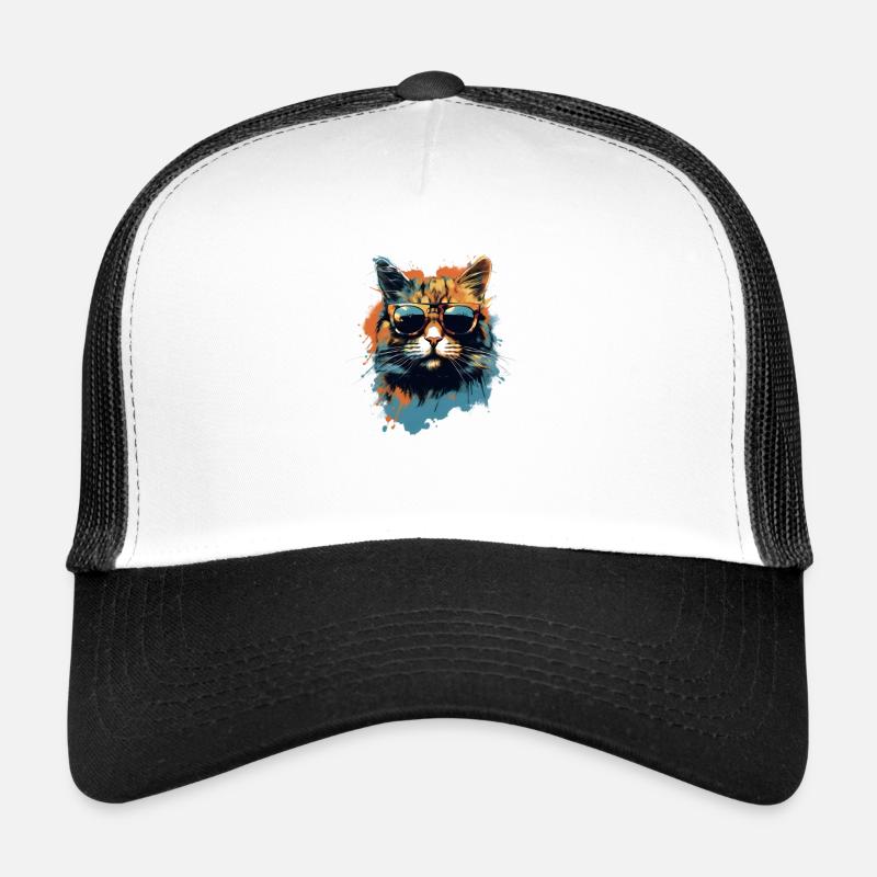 Chat avec des lunettes de soleil Casquette trucker 