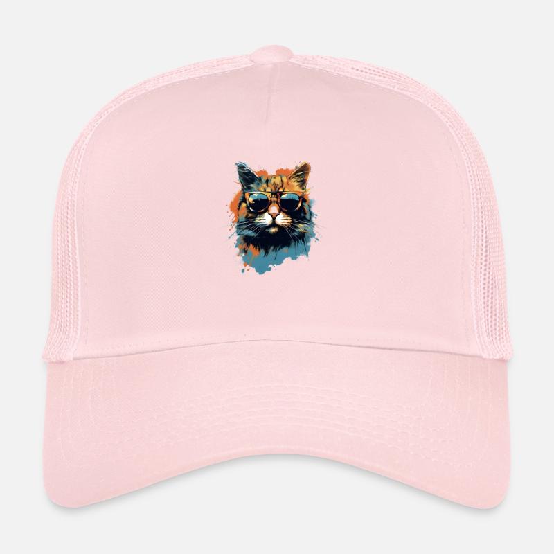 Chat avec des lunettes de soleil Casquette trucker 